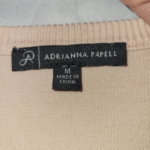 Adrianna Papell V-Neck Sweater Womens Medium Clip Dot Chiffon Sleeve Feminine - Picture 4 of 11